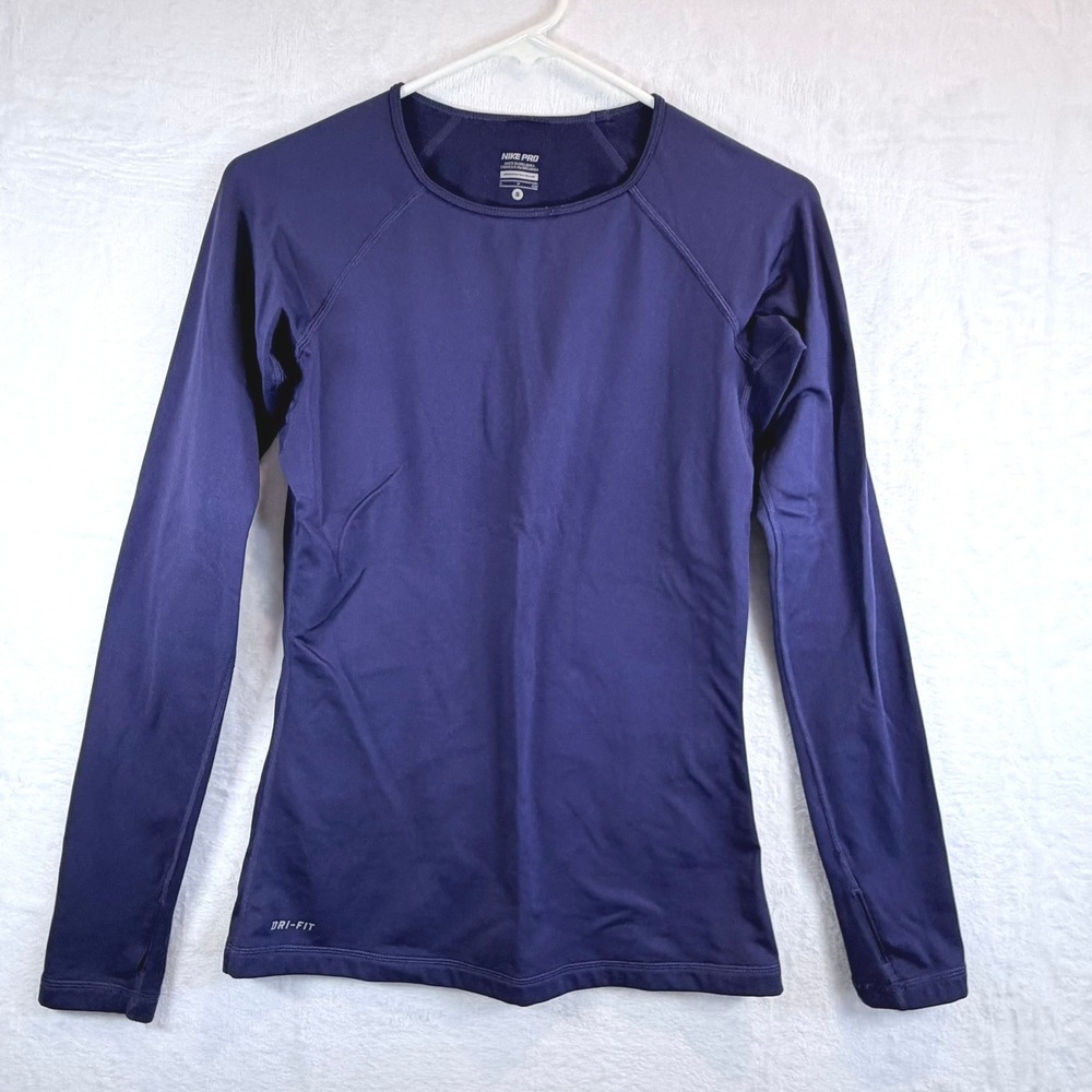 Nike Pro Hyperwarm Top Women S Purple Long Sleeve Dri-FIT Thumbhole 485377-422